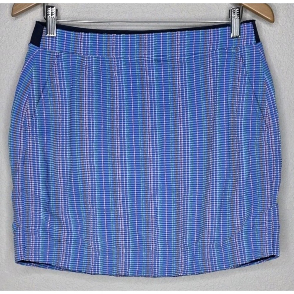 POLO Golf Ralph Lauren Skort Skirt M Blue Seersucker Stripe Pockets Tennis Sz M